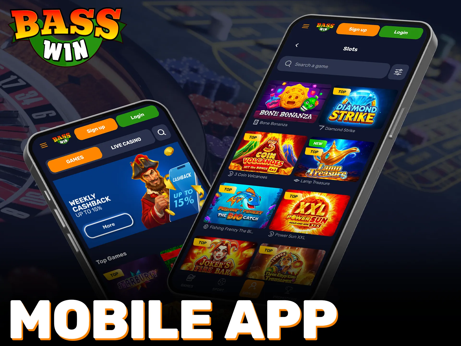 Download the Basswin mobile app for slot play on the go.