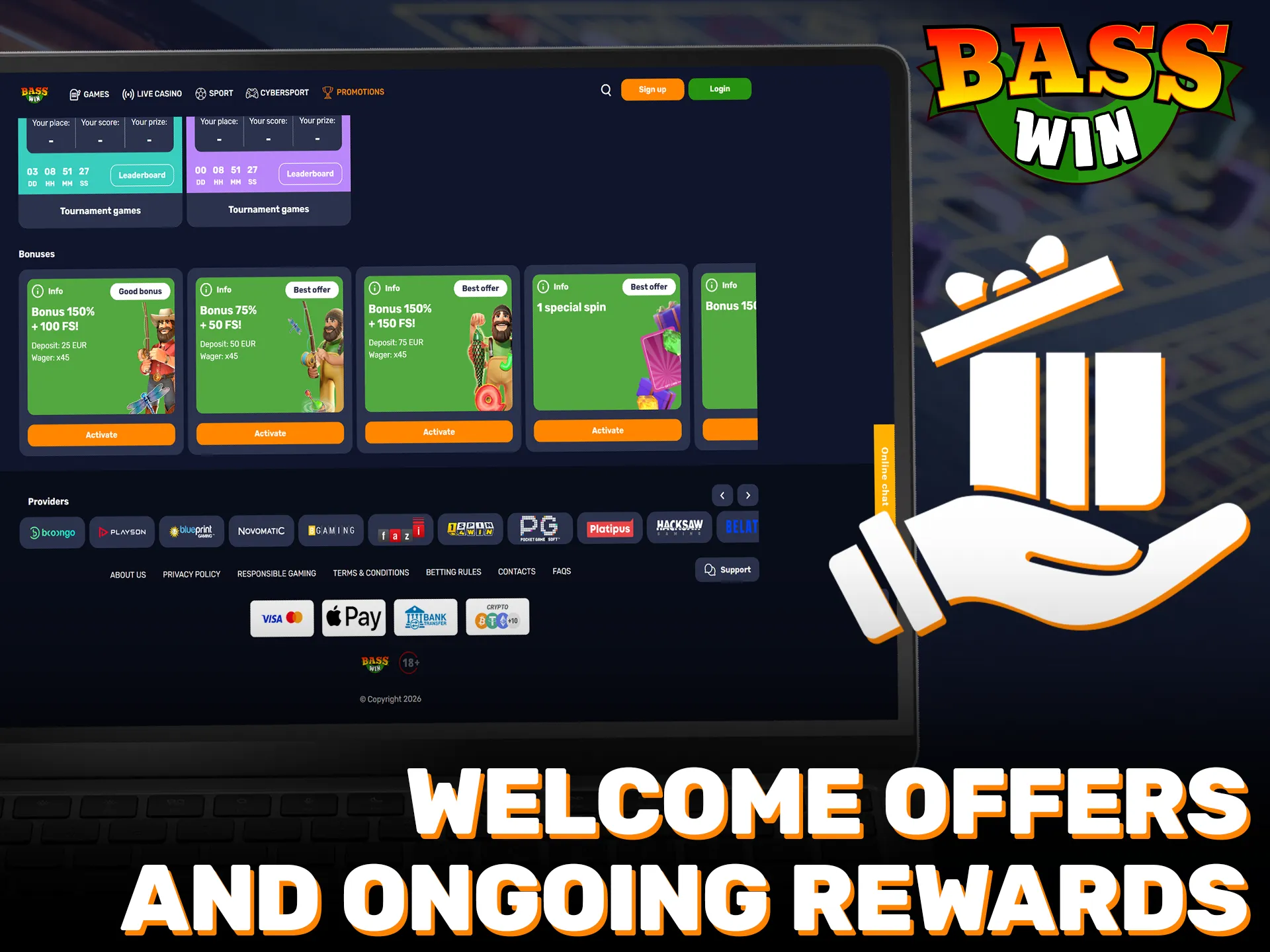 Claim your Basswin welcome offers and rewards for slot players now.