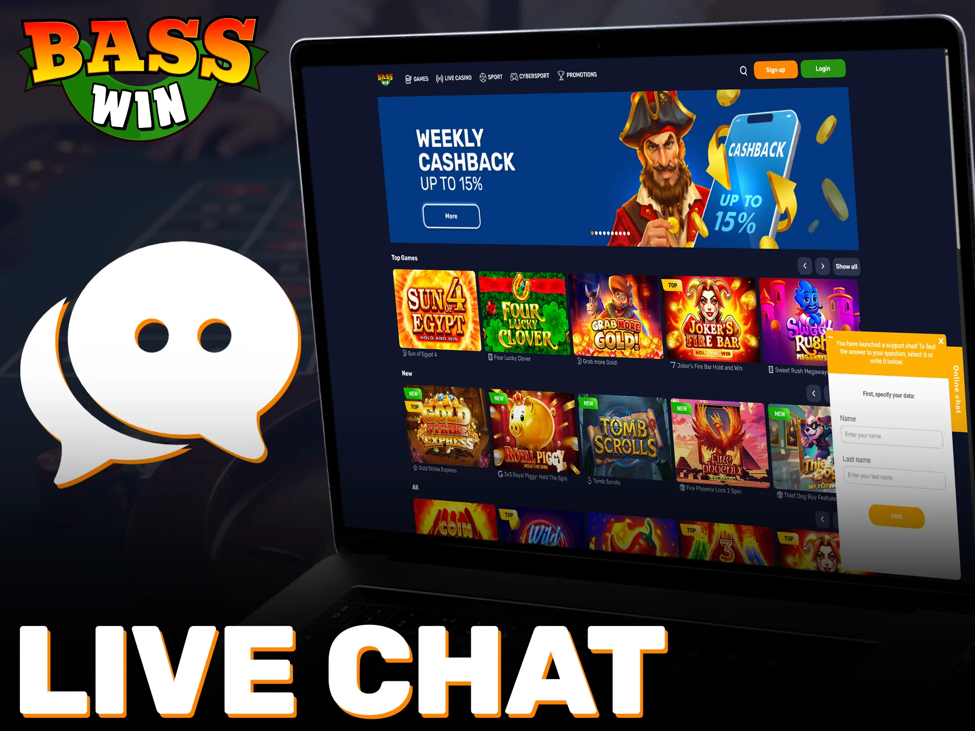 Reach out to Basswin Support via live chat for immediate assistance.