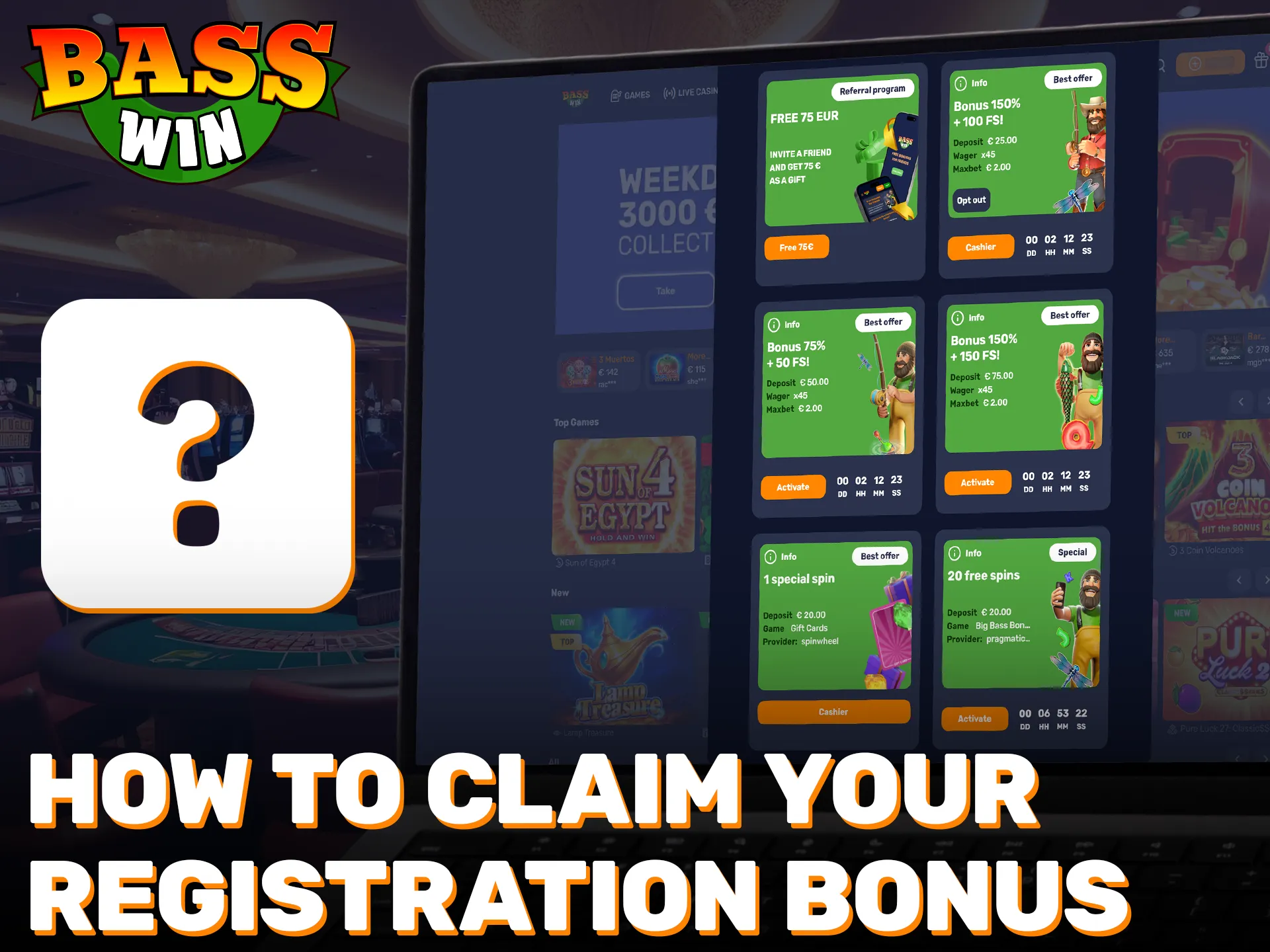 Get started with Basswin and claim your welcome bonus for registration.