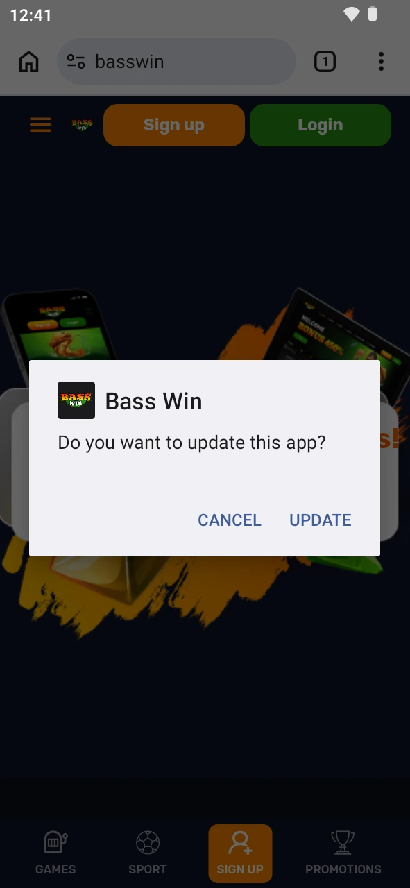 Apply the new update over the older Basswin app version.