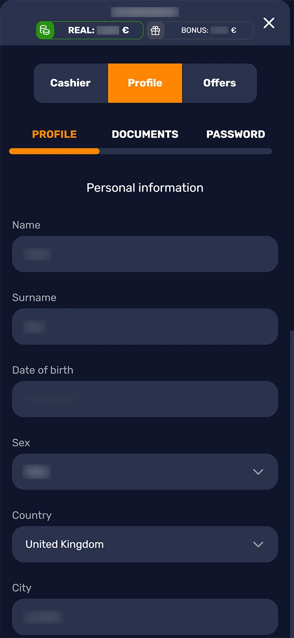 Open the dashboard after your login at Basswin to play.
