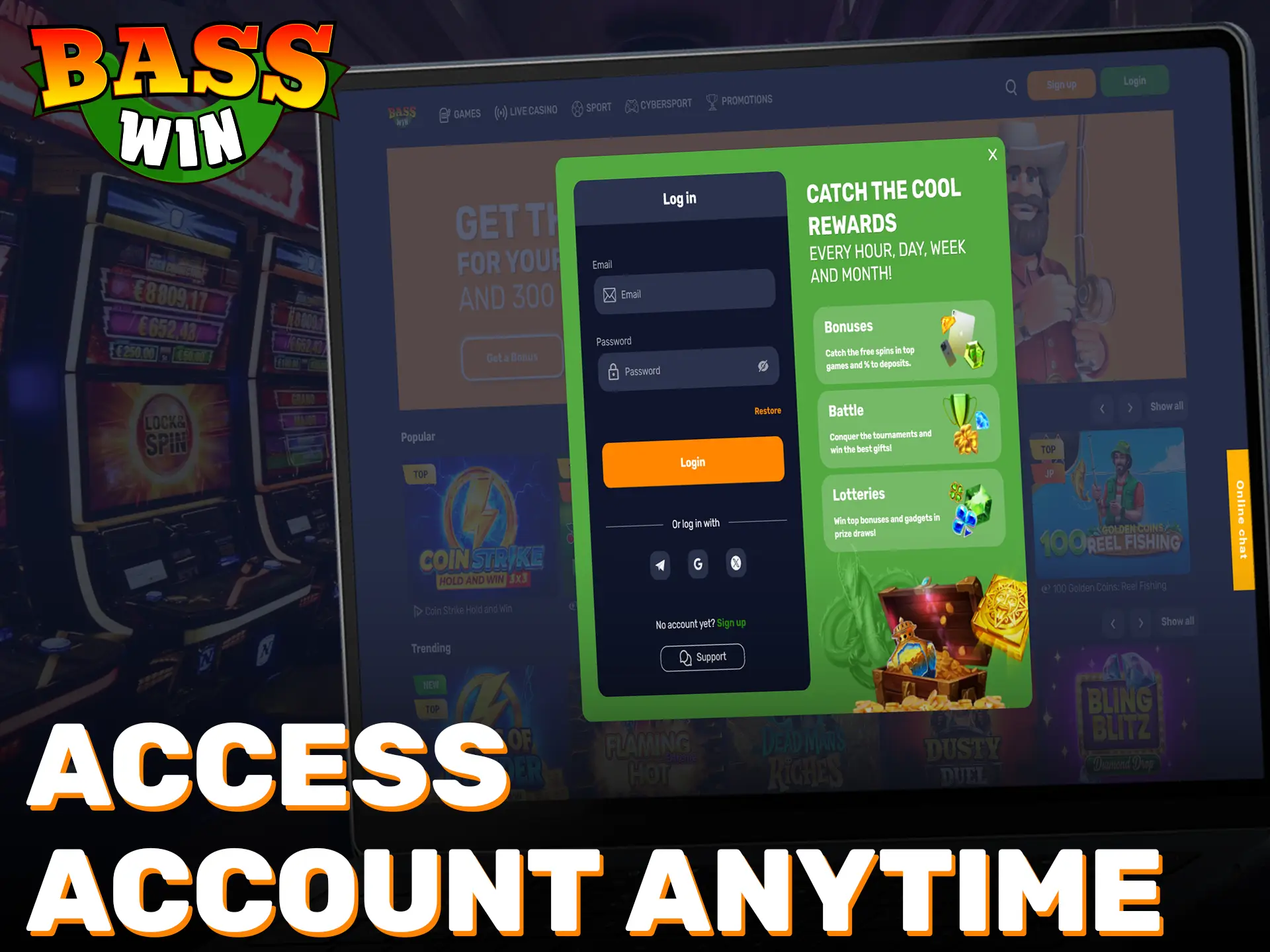 Sign in to your profile anytime after your Basswin registration.