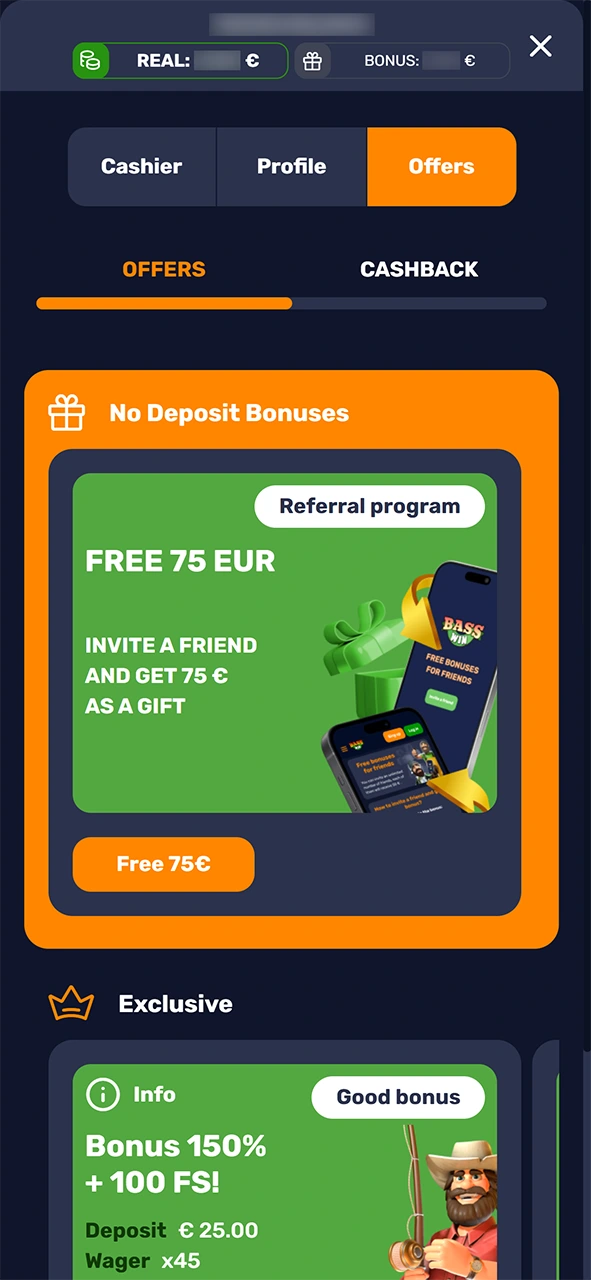 Select your preferred promo bonus at the end of Basswin registration.